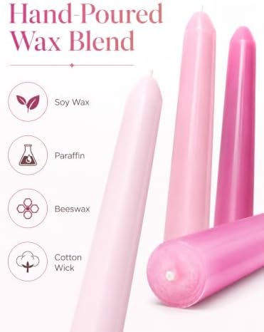 Gradient Hot-Pink Taper Candles for Wedding Valentine's Day - Image 2