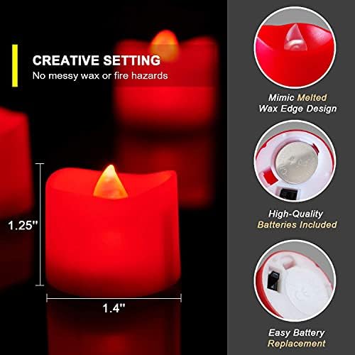 Homemory 24-Pack Red Flameless Battery Tea Light Candles, 200+ Hours - Image 3