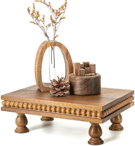 EOSAHR Acacia Wood Riser: Pedestal Stand for Bathroom Decor, Brown by EOSAHR