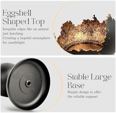 Metal Modern Candleholders in Eggshell Design, 2PCS, S+L, Black - Image 3