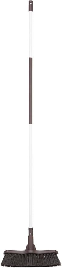 Fiskars Light Broom, Terrace Broom for Smooth Surfaces, with Soft Handle, Length: 1.6 m, Light, White/Black, 1025927