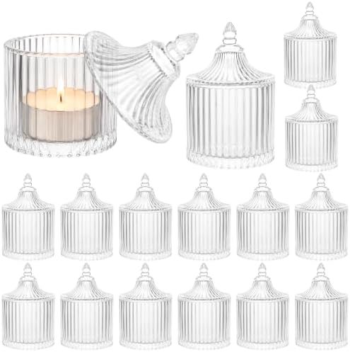 STARVAST 16 Pack Clear Glass Votive Candle Holders with Lids, 2.4×3.7In by STARVAST