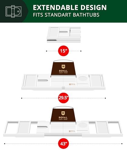 ROYAL CRAFT WOOD Premium Foldable Bathtub Tray Caddy - Wood Bath Tray for Tub, Bamboo Shelf, Expandable Bath Table Trays, Bathtub & Bathroom Accessories for New Home & Mothers, Birthday Gifts for Mom - Image 6