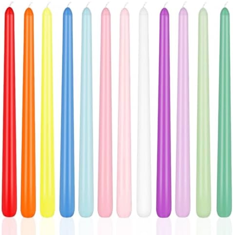 Colored Tall Taper Candles Sticks 12 inch Unscented Smokeless Long Tall Tapered Candle for Candlesticks Wedding Advent Home Decor Dinner Christmas，12colored,Set of 12 by LPUSA