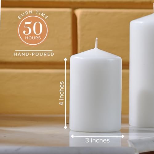 Simply Soson White Pillar Candles 3x4 Set of 6, Unscented Bulk Pack - Image 2