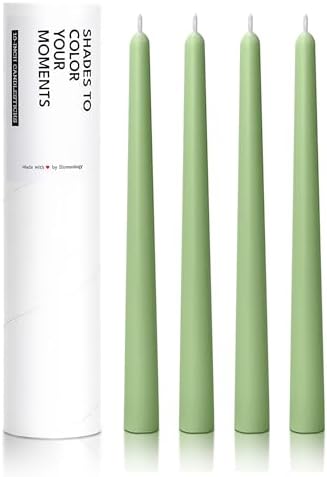 10" Classic Taper Candles, Spring Green, 4-Pack, 7-8 Hours Long Burning, Unscented Tall Candlesticks by Unknown