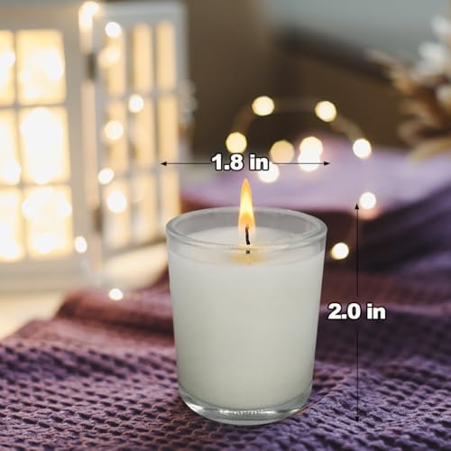 72 Pack White Unscented Clear Glass Filled Votive Candles, Hand Poured Wax Candle Ideal Gifts for Aromatherapy Spa Weddings Birthdays Holidays Party - Image 4