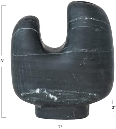 Bloomingville Marble Organic Shaped Footed Vase, Black - Image 2