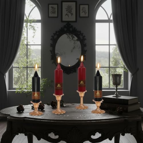 5 inch Short Taper Candlesticks Red Black Unscented Tapered Candles for Dark Romantic Halloween Party Gothic Dinner Household Decoration - Image 6