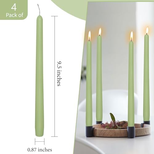 Cedar Scented Taper Candles 10'' Colored Candle Sticks Green Candles Set of 4 | Home Decor Kitchen Decor Wedding Decorations Candles - Image 5