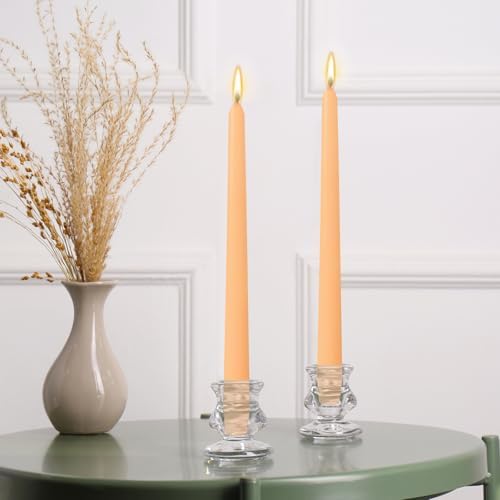 MTLEE 16 Pcs 10 Inch Taper Candle Sticks Smokeless Unscented, Light Orange - Image 3