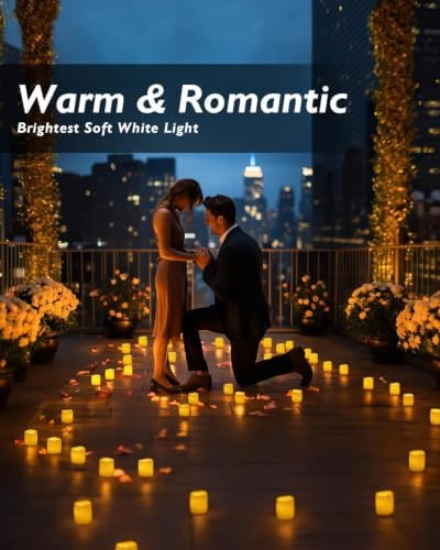 Homemory 24 Pack Ivory Flameless Flickering LED Votive Tealights Candles - Image 5