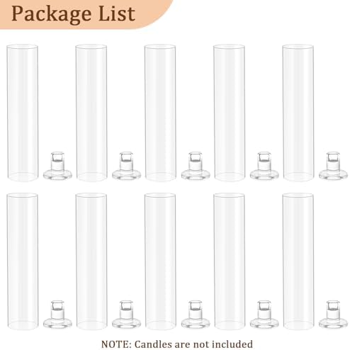 Hurricane Candle Holder Thickened Cylinder Covers 10 Pcs Taper Candle Sticks Holder Glass Tall Candlesticks Holders Centerpiece for Wedding Dining Table - Image 7