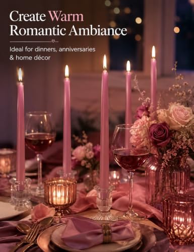 Gradient Dusty Rose Taper Candles for Dinners Parties Home Décor - Image 5