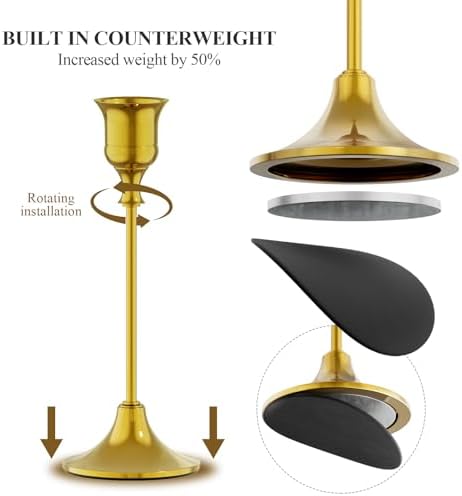 FSyueyun Gold Candle Holders Set of 2, Elegant Metal Candlestick Holders - Image 4