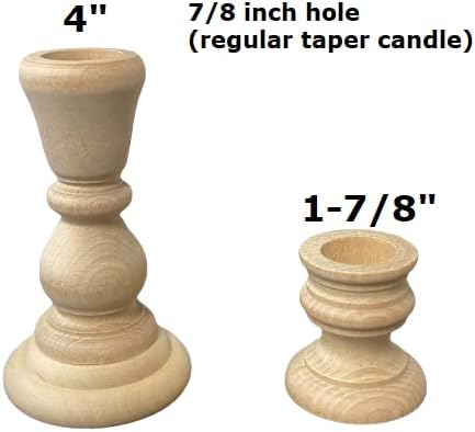 Unfinished Natural Wood Candle Sticks Set in Varied Heights - Set of 12 - Image 4