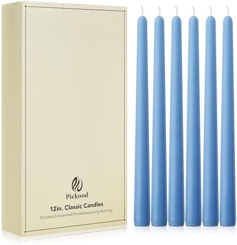 New Burning Formula Unscented Dripless 12-Inch Taper Candles Set of 12 - Light Blue, for Wedding, Dinner - Smokeless, Long Burning - Hand Poured, Colored Tall Candlesticks - Azul Claro by Unknown
