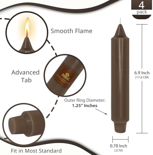 NJAO HOO Brown Short Taper Candle 7 Inch Candlesticks Unscented Dripless Gradient Colored Tapered Candle Set for Home Decor Wedding Party Dinner Candles, 4 Pack - Image 3