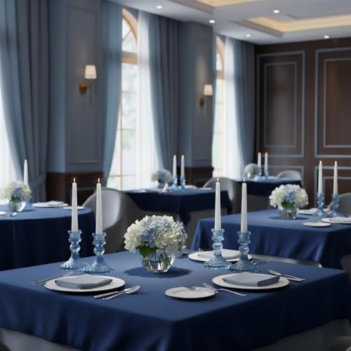 Glass Candle Holder Set of 12, Blue Taper Candle Holders Bulk - Image 6