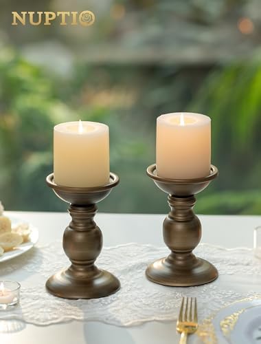 NUPTIO Bronze Candle Holder for Pillars: Candle Stand for 3 inches Candles - Image 2