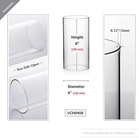 WGVI Hurricane Candle Holder Sleeve, Wide 4", Height 8", Clear Glass Cylinder Candleholder, Chimney Tube, Open Ended Candle Shade, 6 Pieces Bulk - Image 2