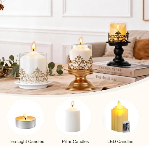 Gothic Hurricane Candle Holders for Pillar Candles, 2PCS, S+S, White - Image 4
