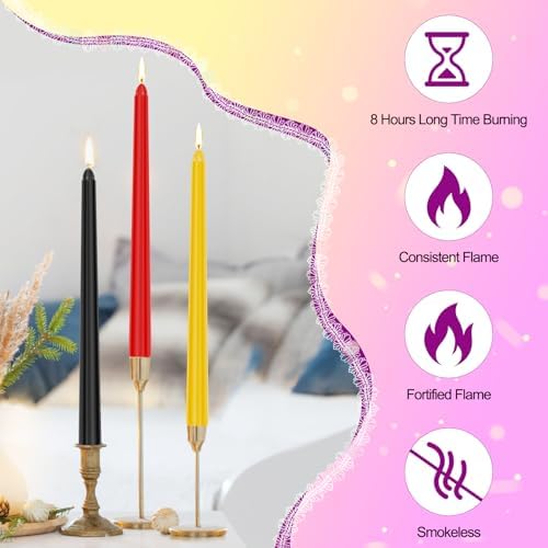 Tobeape 10 Inch Colored Taper Candle Sticks 24 Pack, Unscented & Dripless - Image 3