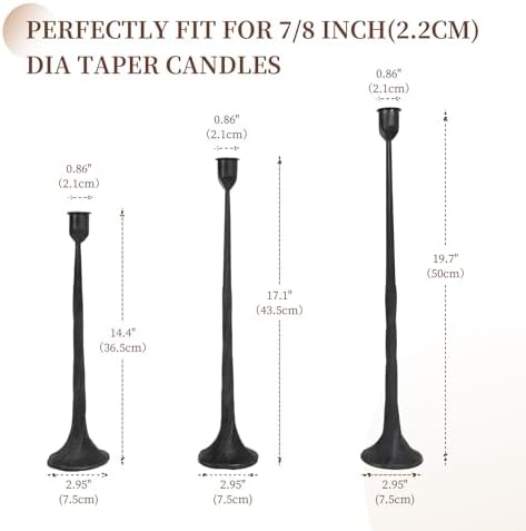 Iron Black Candlestick Holders, Set of 3 Candle Stick Holders,Fits 3/4 inch Thick Candle&Led Candles, Vintage Modern Decorative Centerpiece for Dining Table Centerpiece, Wedding, Party Decor - Image 3