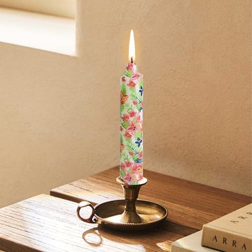 7 inch Short Candle Floral Candle Sticks Printed Candlestick Handmade Unscented Taper Candle 4 Pack Flower Tapered Candles for Home Dinner Wedding Holiday - Image 5