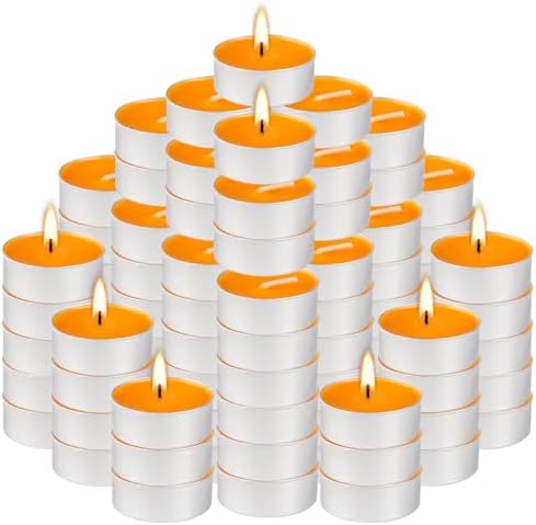 100 Pack Scented Tealight Candles 4 Hours, Winter Orange Aromatherapy Candles for Votive Home, Wedding Holiday and Emergency (Orange) - Image 2