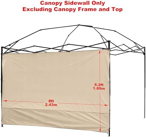NINAT Canopy Sunwall Sidewall Gazebos Tent Waterproof for 8x8ft Pop up Canopy Straight Leg Gazebos Outdoor Instant Canopies 1 Pcs Beige Canopy Sidewall Only - Image 2