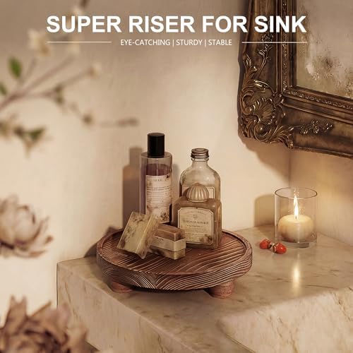 EOSAHR Display Riser for Home Decor: Pedestal Stand for Soap, Vintage Brown - Image 4