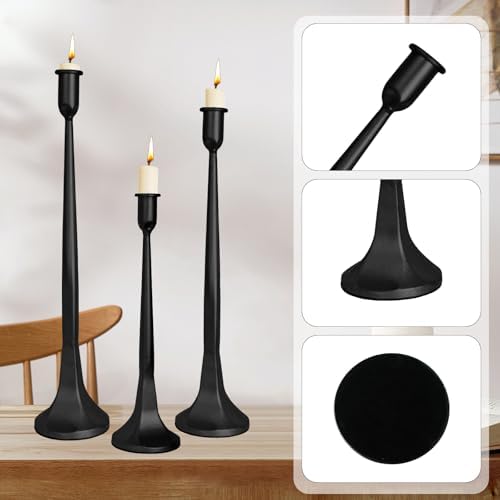 Black Taper Candle Holders Set of 3, Tall Candlesticks - Image 5