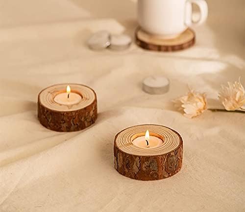 Lawei 20 Pack Wooden Tealight Candle Holder, Wood Votive Tealight Holder Tealight Candlestick for Wedding Party Birthday Holiday Decoration - Image 5