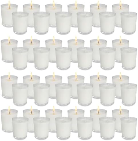48 Pack Unscented Clear Glass Filled Votive Candles. Hand Poured Wax Candle Ideal Gifts by Lightupyourwonderfullife