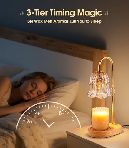 Candle Warmer Lamp Adjustable Timer - Electric Flower Glass Candles Light - Image 4