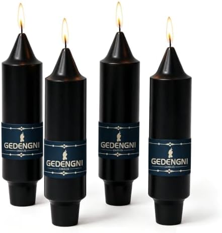 Black Taper Candles 5 Inch,4 Pack Halloween Candle for Table Decor by Gedengni