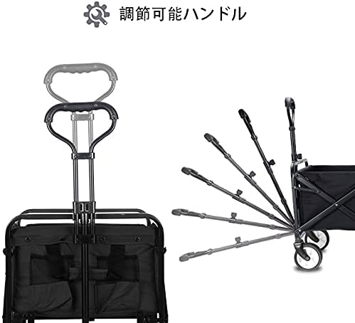 Collapsible Folding Wagon Cart, Heavy Duty Utility Wagons with Wheels,Portable Utility Cart for Camping,Garden,Beach,Sports Black