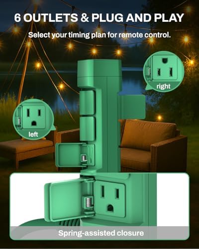 BN-LINK Outdoor Power Stake Timer, Dusk to Dawn Light Sensor, 6 Outlets - Image 5