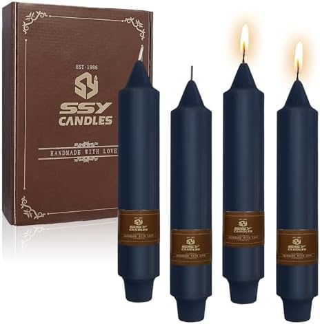 Navy Blue Green Taper Candle Candle Sticks, 7 Inch Mini Pillar Candles Taper Candles, 4PCS Handmade Unscenteds Candlesticks for Festive, Party, Spell, Wedding, Home Decor by FCMSHAMD