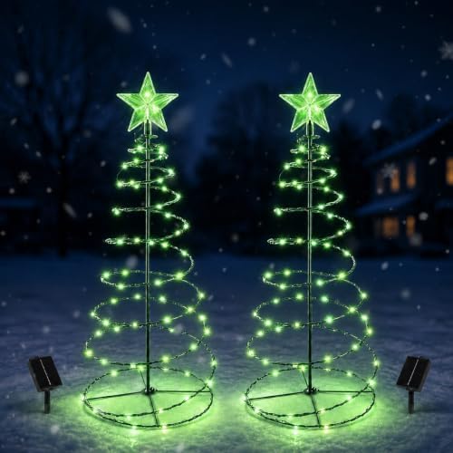 2 Pack 29 In Spiral Solar Christmas Tree Lights Outdoor Decoration by Unknown