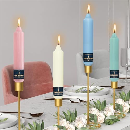 Candy Taper Candle Dripless Candlesticks - Gedengni 4pcs Unscented Candles Long Candle Sticks 7inches Tapered Candles for Home Party Wedding Restaurant Holiday Decor,18D-PGWB - Image 2