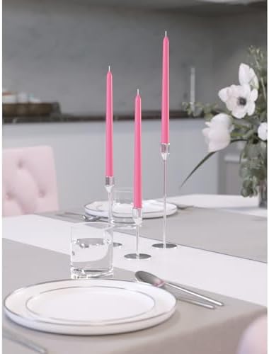 CANDWAX 8 inch Pink Taper Candles Set of 12 - Unscented Smokeless Dripless Tall Candlesticks - Perfect as Easter Candles and for Holidays, Ordinary Dinners and Special Occasions - Pink Candle Sticks - Image 5
