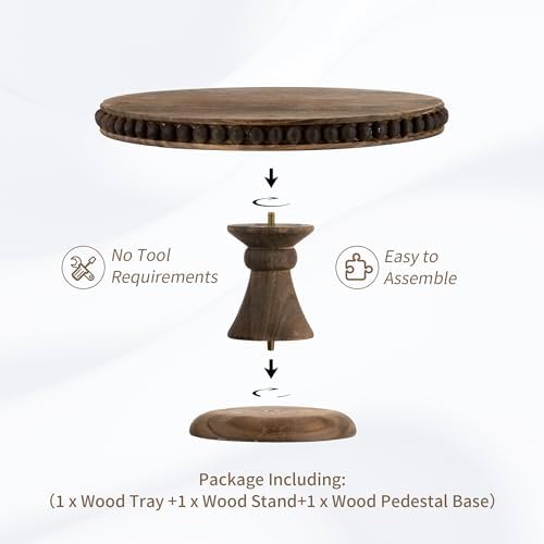 Hanobe Wooden Cake Pedestal Stand 12" Display Riser Plate for Home Decor - Image 5