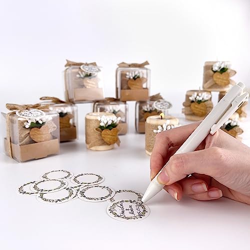 12PCS Wooden Tealight Candle Holders, Wedding Thank You Favors for Guests, Baptism/Bridal Shower Centerpieces for Tables, Wood Cylinder Candle Set for Baby Shower Decorations(Double Heart Tag) - Image 4
