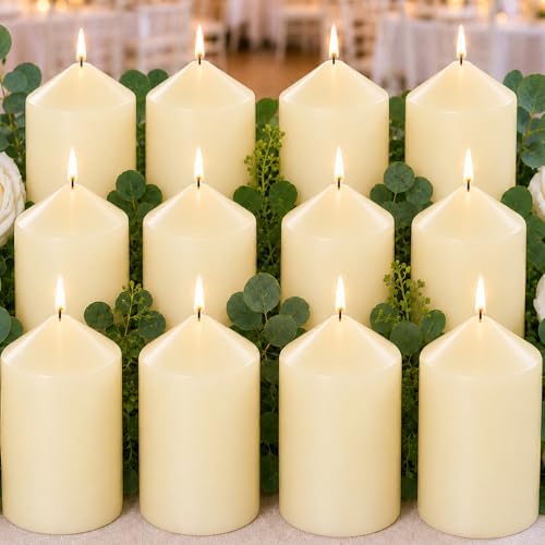 Pillar Candles Ivory Bulk 2x3Inch Unscented Candle for Votive 12Pack by ugbem
