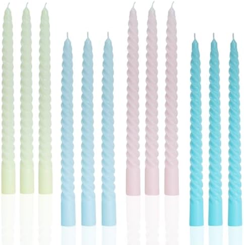 MAITREYA Color Taper Candles Stick Cream Candles-Set of 12 for Decoration Weddings Party Church-Unscented Dripless Candles,10inch(F-4 Colored) by MAITREYA