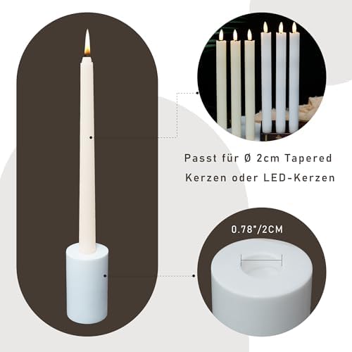 Candle Holders True Natural Marble Wick 0.35" Thick Set of 2 Decorative Candlestick Holder for Christmas Birthday Party Dinning for 3/4 inch Candles Color White (ZT004) - Image 2