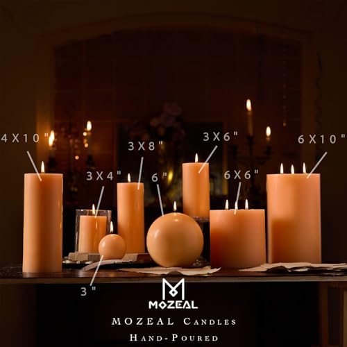 MOZEAL Hand-Poured, 6 Inch Peach Fuzz Large Round Ball Candles - Elegant Peach Fuzz Round Pillar Candles, Dripless, Unscented, Smokeless, Ideal for Summer Parties. - Image 5