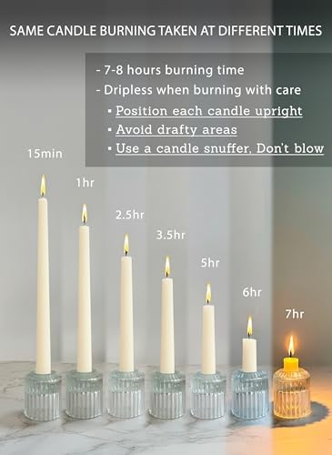 10" Classic Taper Candles, Ivory, 4-Pack, 7-8 Hours Long Burning, Unscented Tall Candlesticks - Image 3